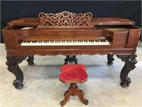 1850's Massive Rosewood W.M. Bradbury Grand Piano