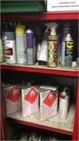 Top Two Shelves Spray Paints And Epoxy Cleaners