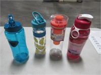 4 Water Bottles including flavour infuser