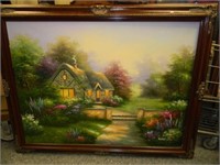 GORGEOUS LARGE OIL ON CANVAS WOOD FRAME ARTIST