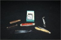 Vintage 7pc Knife Collection; plus razor, lighter
