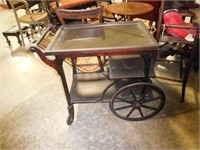 Antique tea cart with removable glass top
