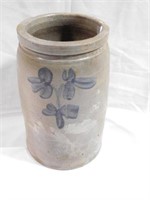Beautiful floral decorated stoneware blue and