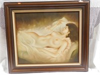 Framed nude oil on canvas signed King Julian