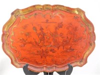 Oriental red lacquer serving tray (16 x 21”)