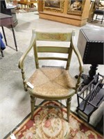 Federal style rush seat stenciled arm chair