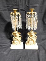 Pair of gold decorated figural prismed