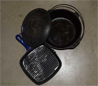 Cast Iron Pot with Lid and Cuisinart Grilling Pan
