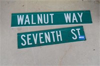 Two Metal Street Signs - "Seventh St" and