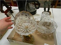 VINTAGE GOLDTONE CHERUBS AND GLASS BOWL