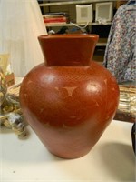 LARGE CLAY VASE-ETCHED