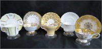 5 Bone china cups and saucers, Old Royal, Royal