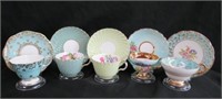 5 Bone china cups and saucers, Foley, 2 Aynsley,