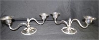 Pair of silver plate 2 stick candle holders