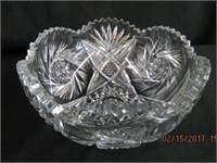 Crystal bowl with saw tooth edge 8 X 3.5"D