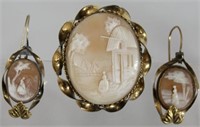 "Rebecca at the Well" Cameo Pin & Earrings Set