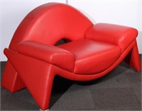 Contemporary Red Leather Settee