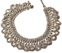 Ethnographic Silver Chain Fringe Necklace