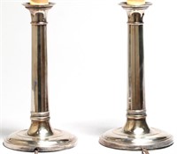 Pair of Vintage Silver-Plate Candlestick Lamps