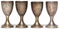 4 Continental Silver Vodka Cups