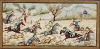 Persian Mughal-Style Hunting Scene