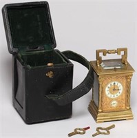 19th C French Gilt Bronze Repeating Carriage Clock