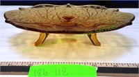 Vintage Amber Glass 3-Footed Platter
