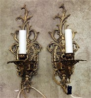 2 Brass Wall Mount Candle Lights