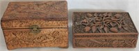 2 ORNATELY CARVED ASIAN WOODEN BOXES, 1 6 3/4" H