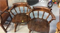 Two barrel back chairs