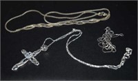 Sterling Silver Necklace w/ Cross Pendant,