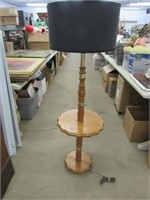 Oak Table Lamp and Table Combo