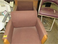 2 Oak Trim Waiting Room Upholstered Chairs