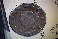 1821 N-2 Coronet Head Large Cent -