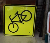 Yellow Reflective Sign with Bicycle on it
