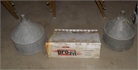 Two Galvanized Metal Funnels and Pro-fit Fitting