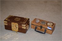 Two Vtg Wooden Jewelry Boxes