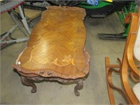 Antique Marquetry Coffee Table Hand Carved