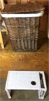 Wicker hamper and bed tray