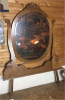 Antique oak dresser beveled glass mirror