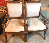 Pair of microfiber upholster wooden chairs