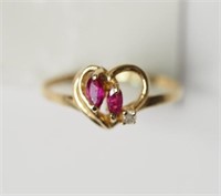 10K Yellow Gold Ruby and Diamond Ring,