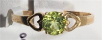 14K Yellow Gold Peridot Ring, Retail Value $500