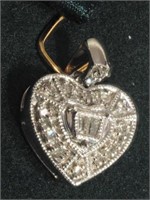 Sterling Silver Diamond Heart Shaped Pendant,