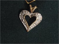 10K Yellow Gold Diamond Heart Shaped Pendant,