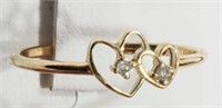 10K Yellow Gold Diamond 2 Heart Ring, Retail value