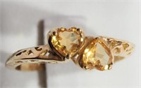 10K Yellow Gold Citrine Heart Shaped Ring, Retail