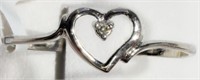 Sterling Silver Diamond Heart Shaped Ring,