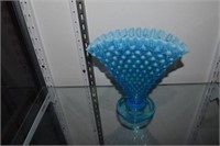 Blue Hobnail Fenton Fan Vase