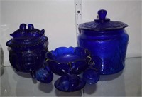 Cobalt Blue Glass Biscuit Jar, Miniature Punch